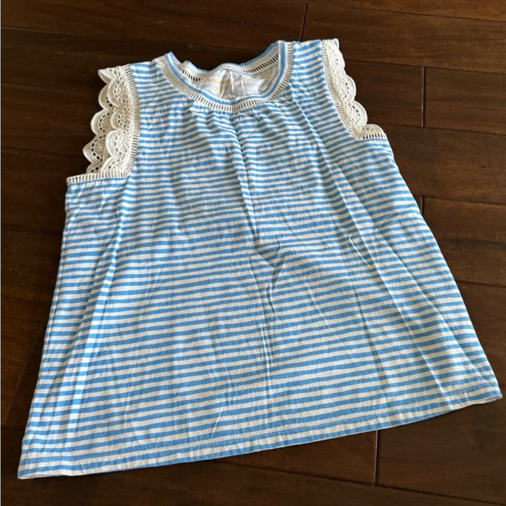 Lily Pulitzer Striped Blue & White Lace-Trim Girls' Tank Top